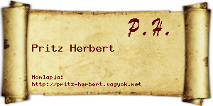 Pritz Herbert névjegykártya